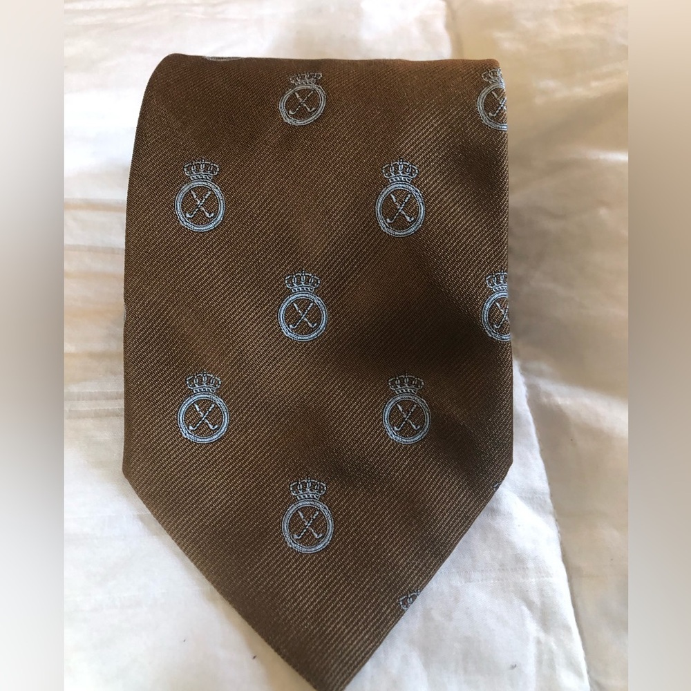Breuer Classic Brown Crest Pattern silk Men’s Tie